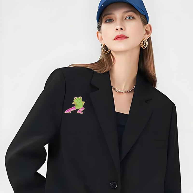 Image of Cute Frog Enamel Brooch Pins For Women Men Cartoon Frog with Glitter Boots Brooch Creative Funny Animals Brooches Fashion Animals Jewelry Gifts (Two frog)