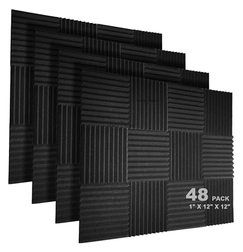 Mousse acoustique pour studio de création lot de 48 panneaux noirs de 30 cm