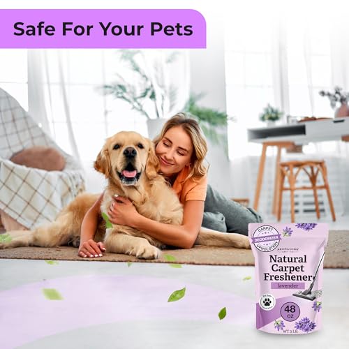 Aromasong Carpet Deodorizer Powder- 2-Pack -100% Natural Lavender Carpet Freshener - Safe For Pets - Carpet Powder For Vacuuming - Effective Pet Odor Eliminator For Strong Odor & Pet Urine - 13 Oz.