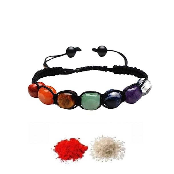 El Regalo 1 PC 7Chakra Natural Stones Unisex Bracelet Rakhi for Brother | Chakra Stones Healing Crystal Thread Rakhi for Bhai with Roli Chawal Shagun, RakhiMessage Card in Rakhi Gift Box (B0CB11WCWQ) Amazon Price History, Amazon Price Tracker