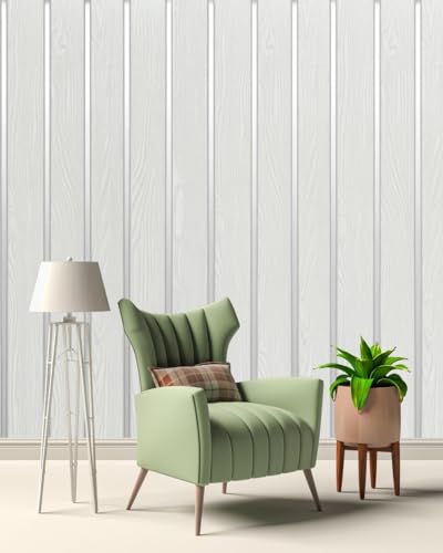 Image of White Silver 3D Wood Texture Wallpaper Roll 45x300cm | Self-Adhesive Peel & Stick Vinyl Wall Paper | Waterproof Decorative Sheet for Bedroom, Living Room & Cabinets