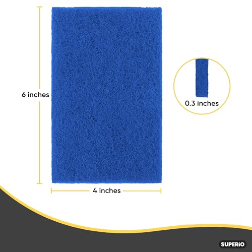 Image of Scouring Pad Non-Scratching Scrubber Non-Scratch Cleaning Scrub Pads, Heavy Duty Scouring Pad, Reusable Kitchen Scrubbing Pad Pack of 3, Blue, By Superio