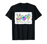 Peace Love Ice Cream Tie Dye Color Summer Vacation Bleached T-Shirt