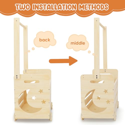 Image of Wooden Baby Shower Crate Closet with Wheels & Higher Handle, Pushable Baby Shower Gifts Baby Basket, Wooden Crate for Storage, Personalized Baby Gifts for Newborn Boy Girl New Parent, 28 inch x 13.6 inch x 9 inch