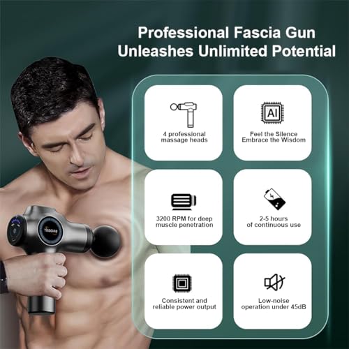 Image of Tisscare Massage Gun - Handheld Percussion Gun Massager with 6 Speeds & 4 Heads for Full Body Pain Relief, Muscle Recovery & Relaxation - Back /Neck /Shoulder /Legs /Feet, Gift for Men and Women