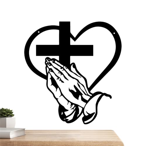 Decoración de arte de pared de corazón de metal forjado con diseño geométrico religioso