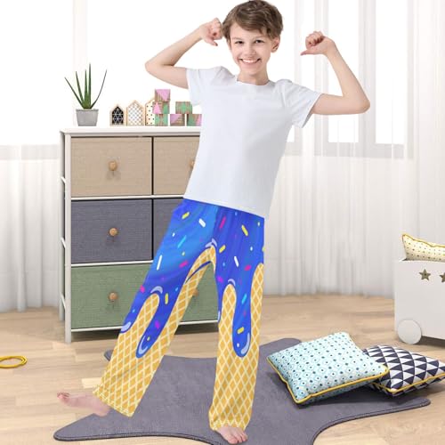 Boy's Pants Navy Ice Cream Circle Jogger Pants Elastic Waist Long Bottoms Trousers with Pockets 6-14 Years4