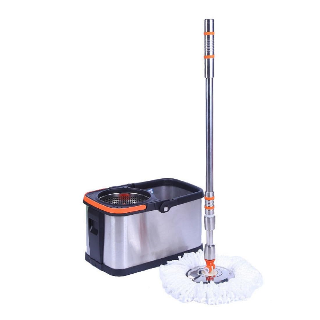 Mopa Microfibre Acero Inoxidable Juego De Trapeador Y Cubo, Trapeador Giratorio 360° con Cubo Sistema Autolimpieza para Lavado Suelos Secos Y Húmedos