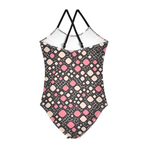 KLL Leopard Pattern Pink Black Hawaiian Toddler Girl 1-Piece Swimsuit Beach Swimwear Adjustable Shoulder Strap Cute2