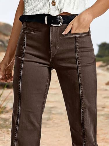 Flamingals Bootcut Dress Pants for Women Mid Rise Solid Stitch Front 90s Casual Stretchy Pants Without Belt4