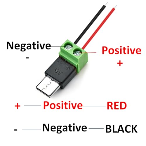 5 conectores USB C macho a terminal tornillo 2 pines verde miniatura 2
