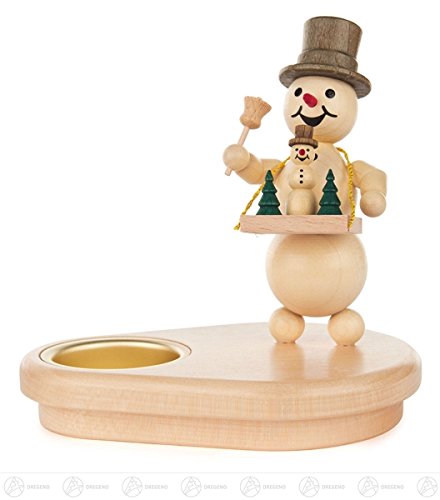Bougeoir bonhomme de neige en bois pour décoration de table hivernale