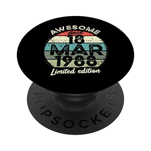 Camiseta de cumpleaños de 35 años, 18 de marzo de 1988, 35 cumpleaños PopSockets PopGrip Intercambiable