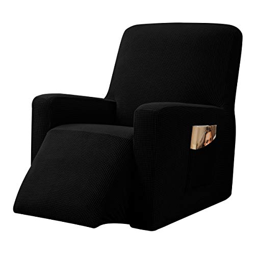CHUN YI 1 Pièce Jacquard Housse de Canapé Extensible, Revêtement de Canapé (Fauteuil Relax, Noir) Cover