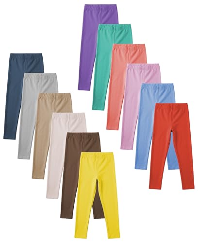 Image of Boys Girls Toddler Little Kids Unisex 6 Pack Cotton Stretch Snug Fitting Long Pant Leggings