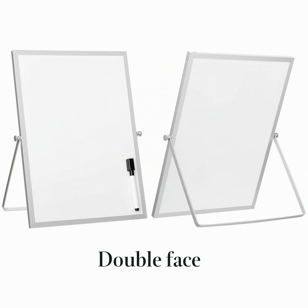 DOEWORKS Tableau Blanc Magnétique de Bureau, Petits Tableaux Blancs Double Face, Portable Tableau Blanc Effaçable à Sec pour Maison École Bureau, 25 x 35 cm