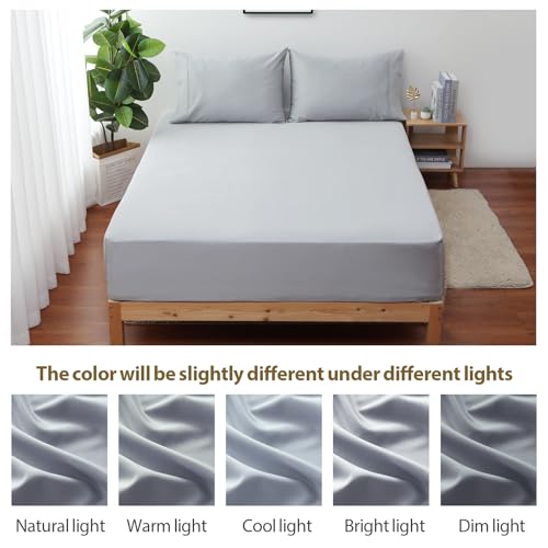 2-Pack Pure Cotton Fitted Sheet Twin Size, 600 Thread Count 16" Deep Pocket Egyptian Cotton Fitted Sheet (2pcs, Twin, Gray) by Shunjie.Home - Image 7
