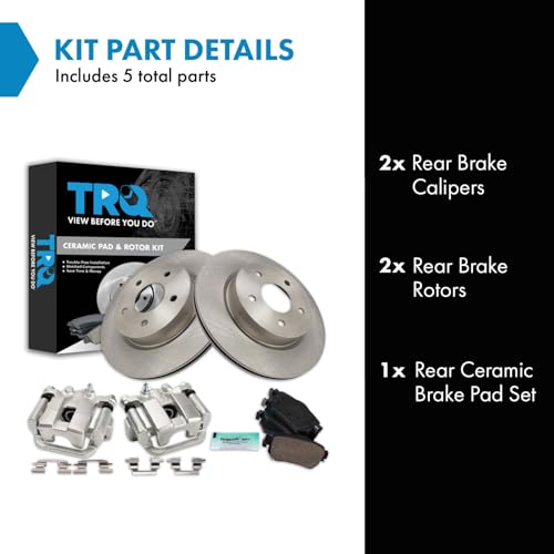 Image of TRQ Rear Brake Pad and Rotor Set Ceramic Rotors Calipers