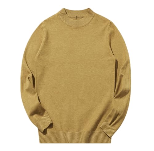 Autumn Winter Mock Neck Warm Fashion Solid Color Wool Sweater Men's Slim Knitted Casual Pullover