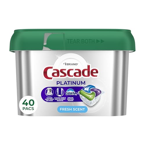 Image of Cascade Platinum Dishwasher Pods, Dishwasher Detergent, Dish Detergent Soap, Fresh, 40 Count