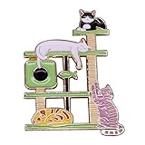 Katze Kletterrahmen Brosche Cartoon Metall Emaille Pin Abzeichen Lustige Tier Revers Pin Pin Pin für Katze Liebhaber Geschenk