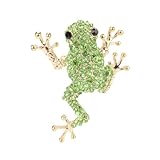 MLEPUS green frog brooch cute insect animal rhinestone vintage lapel pin fashion fun enamel brooch man woman gift