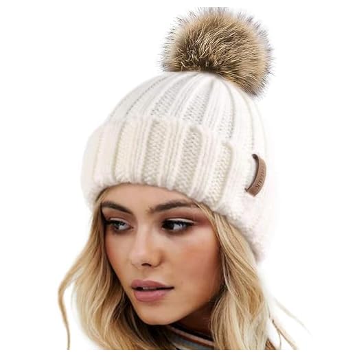 FURTALK Womens Winter Knitted Beanie Hat with Faux Fur Pom Warm Knit Skull Cap Beanie for Women