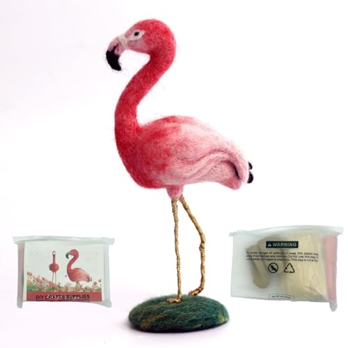 ThinkThings Needle Felting Kit Flamingo DIY Wool Doll Crafts for Beginner,Unique Animals Gift for...