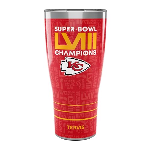 Tervis Traveler NFL Kansas City Chiefs - Super Bowl 58 LVIII Champions Triple Insulated Tumbler Travel Cup Keeps Drinks Cold & Hot, 30oz, Stainless Steel