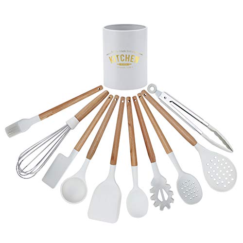 Miniatura 7 de Kit De Utensilios De Cocina De Silicona De 11 Piezas, Utensilios De Cocina Antiadherentes Con De Madera Resistente A La Temperatura De -30-230,