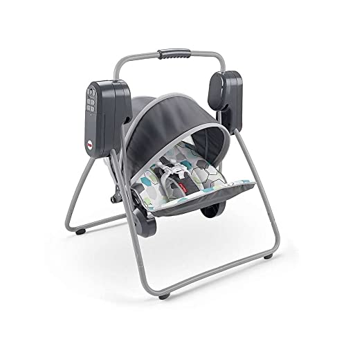 Fisher-Price On-The-Go Swing – Hexagons Print, Baby seat with Canopy That Easily Folds for Travel