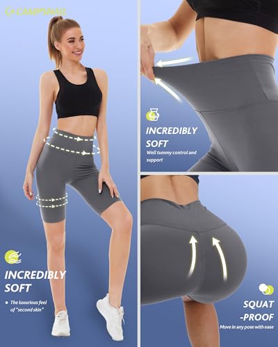 Image of CAMPSNAIL 4 Pack Biker Shorts for Women High Waist - 5 inch /8 inch Tummy Control Soft Athletic Yoga Workout Running Gym Shorts