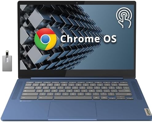 Lenovo IdeaPad Slim 3 Chromebook, 14″ FHD IPS Touchscreen Laptop, MediaTek Kompanio 520 Processor, 4GB RAM, 64GB eMMC, Webcam, Regular Keyboard, WiFi6, Chrome OS, Abyss Blue, 128GB Hotface USB Card