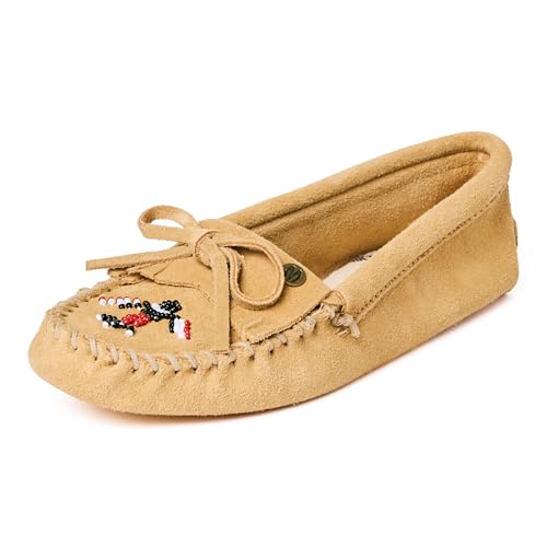 Minnetonka Womens Thunderbird Animikii Soft Leather Sole Tan Size 7
