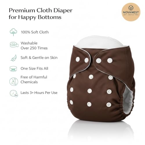 Image of Reusable Cloth Diaper for Babies | Washable Baby Cloth Diaper with Absorbent Insert | Leak Proof Adjustable Free Size Pocket Diaper 3M -3Years | Eco Friendly Reusable Baby Diaper (3, Blue Brown Green, One Size)