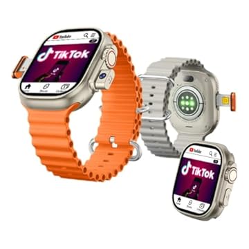 Smartwatch Hw Ultra 2 5G, Câmera, Chip WiFi, 2GB RAM, 16GB, Capa Laranja para Apple Watch Series 3 4 5 6 7 8 XL