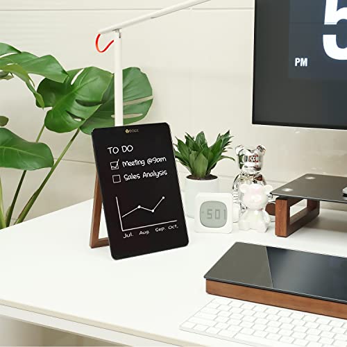 Desktop Black Glass Dry Erase Whiteboard With Reversable Wood Stand, Small Portable White Board Easel For Desk, Reusable Desk Notepad 9.5"X6.7" For Office, Home, School, Marker&Eraser Included, Yeoux #TOP5
