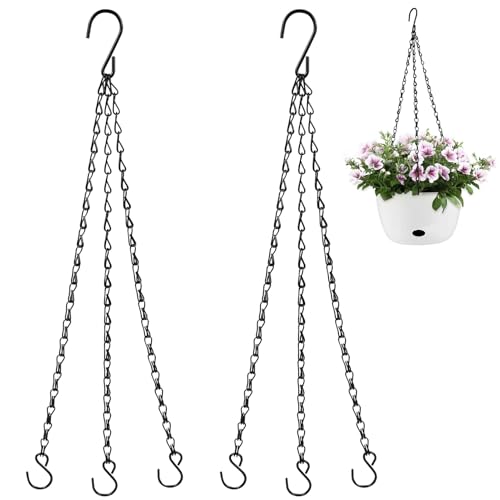 Volink 2 Pièces Chaîne Suspendue Métal 40 cm avec Crochets, Cintre pour Jardinières Mangeoires Oiseaux Lanternes Ornements Panier de Fleurs Décoration Extérieur Chaîne Noire Réglable Charge 10 Kg