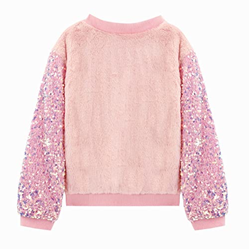 Welaken Girl’s Unicorn Fleece Full-Zip Sequin Sleeves Jacket With Pocket #TOP2