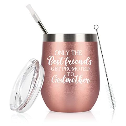 Godmother Gifts, The Best Friends Get Promoted to Godmother Wine Tumbler Cover