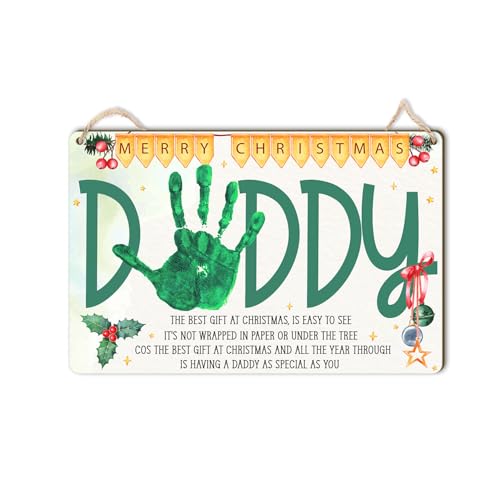 Regalos de huellas de manos para papá de bebé, niño pequeño, papá, manualidades de Navidad, recuerdo de recuerdo, manualidades de bebé, decoración del hogar, manualidades de invierno para bebé