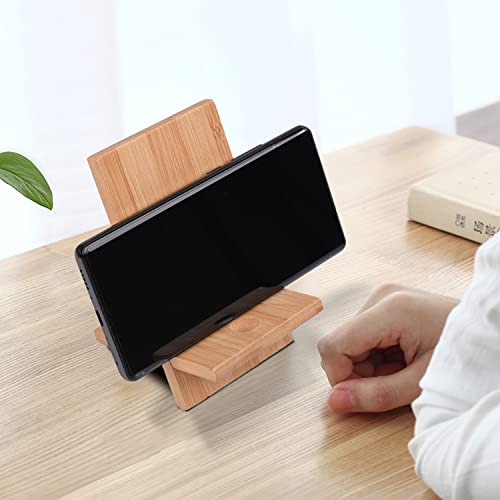 Mobile Stand Japanese Style Cellphone Holder Desktop Organizer Charging Station Compatible With All Smartphones Tablets Natural Bamboo Wood Portable Adjustable Angle (Plain) #TOP5