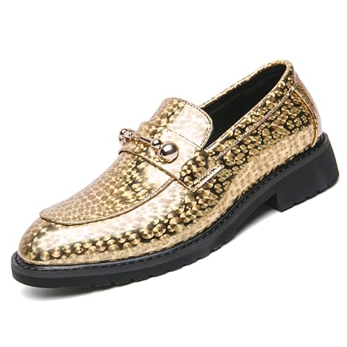 Men's Patent Leather Slip On Dress Loafers Fashion Pointed Toe Causal Business Formal Oxfords Sparkle Wedding Party Prom Shoes