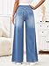 Trendy Queen Jeans for Women Wide Leg High Waisted Stretchy Straight Baggy Jeans Fashion Denim Fall Pants Light Blue M