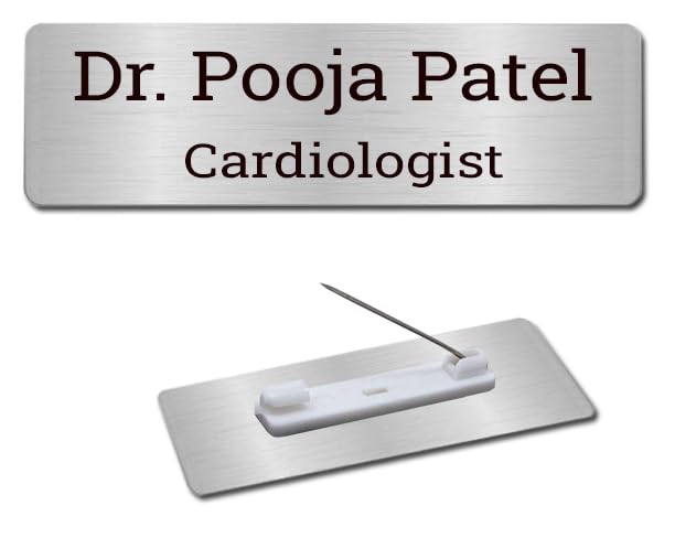 KlowAge 2 Pics Custom Engraved 2 Line Metal Pin Name Tag Badges–Personalized Identification with 7.00 Centimeters (W)+2.50 Centimeters(H)| Name Plate on Suits,Shirt for Business