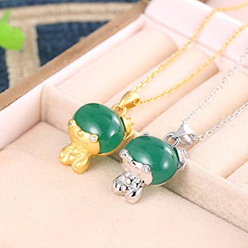 Collier ours chrysoprase argent S925 anti-ternissement - 2
