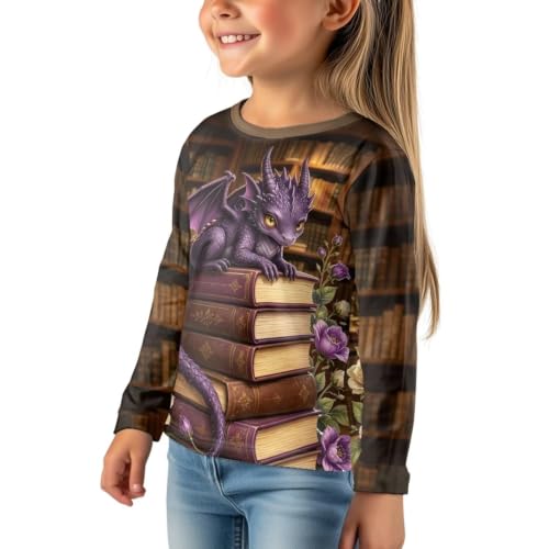 Image of WELLFLYHOM Long Sleeve T-Shirt for Boys Girls 3-16 Years Old Tee Tops Crewneck Pullover Shirts Fall Outfits