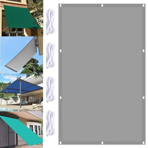 Voile d'ombrage rectangulaire 7x7m imperméable gris clair avec oeillets pour jardin - 2