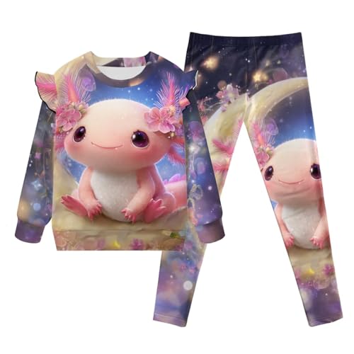 Girls Clothing Set Long Sleeve Crewneck Sweatshirts Top and Legging for Kids Graphic Clothes 2Pcs Fall Outfit,4-8t2