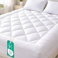 Linens World Mattress Topper Double Bed 10cm Thick, Quilted Super Soft Microfiber Topper, 1200GSM Anti-Allergy Fiber Fill, Washable with Strong Elastic Straps for Extra Comfort (137×190cm)